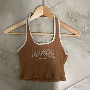 Tan “California” Halter Crop Top